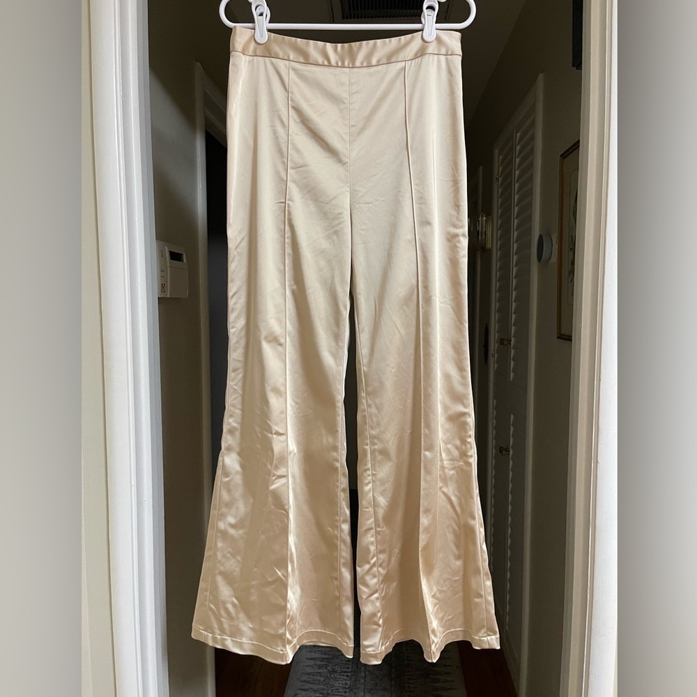 EUC Jonathan Simkhai Wide Leg Satin Finish Trousers
